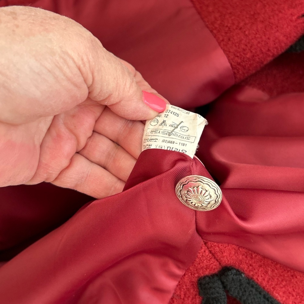 CARTE/Austria Red Boiled Wool Jacket with Black Trim - Picture 13 of 13